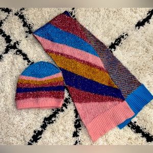 Adorable kids matching beanie and scarf